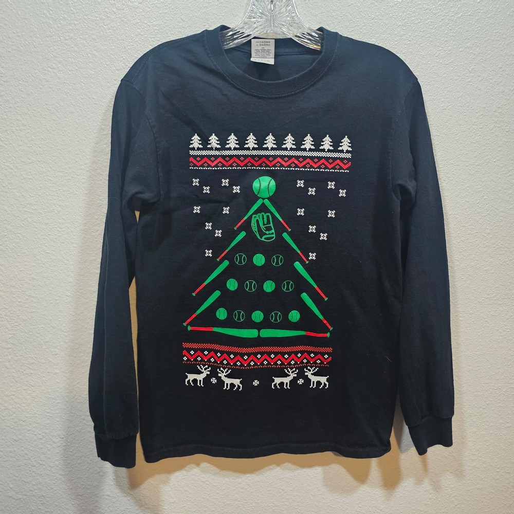 Baseball Theme‎ Christmas Longsleeve Shirt Adult Size Small